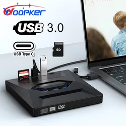 Woopker Usb3.0 Type C Externe Cd Dvd Vcd Vcd Optische Drive 3-In-1 Multifunctionele Sd Kaart U Schijf Speler Lees Snelheid Cd Rom 24x CD-RW