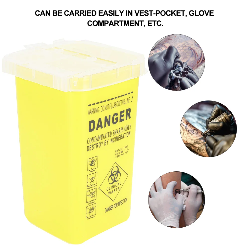 1L Tattoo Medical Plastic Sharps Container Waste Blade Storage Box Waste Sharp Object Collection Needle Disposal Trash Can Box