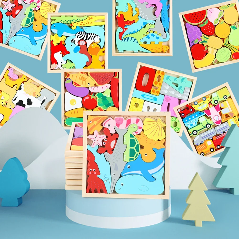 

Baby Wooden Puzzle Toys Creative Animal Fruit Jigsaw Puzzle Game Preschool Educational Toys for Children