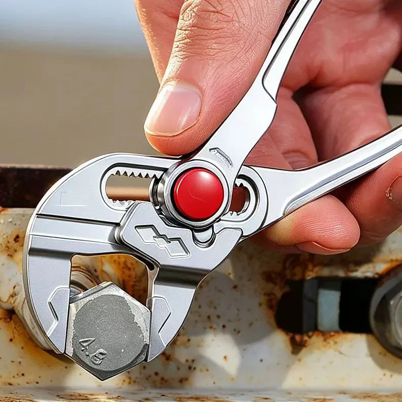 4' Pocket mini Pump Clamp with Button, Alloy Clamp with Adjustable Notch Connector for Motorcycle Service Tools