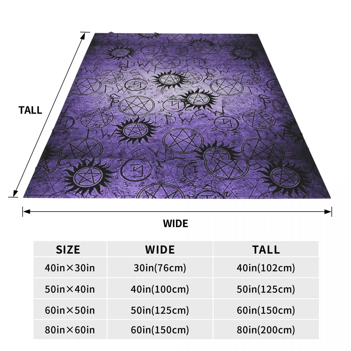 Supernatural Purple Blanket Soft Warm Flannel Throw Blanket Bedding for Bed Living room Picnic Travel Home Couch