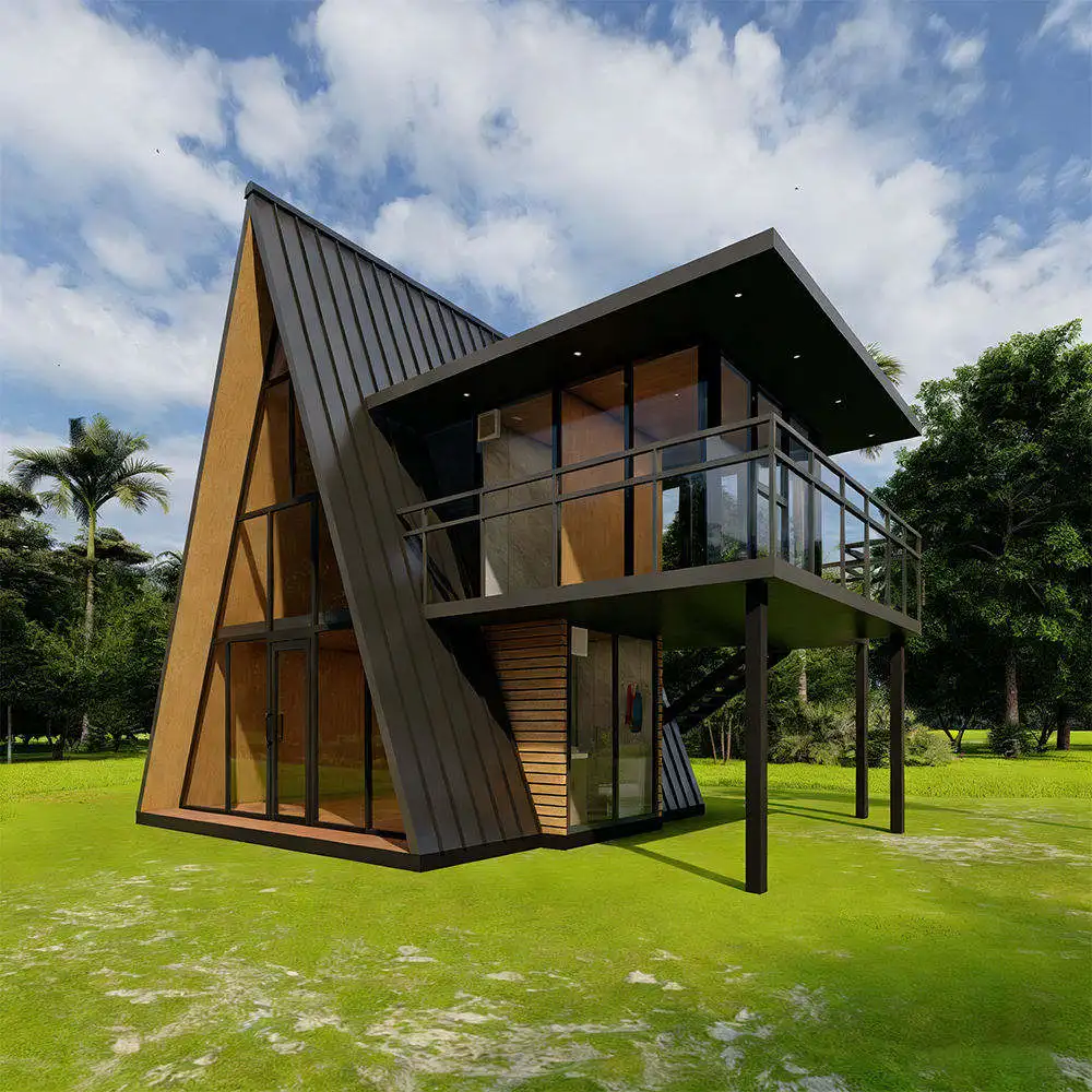 Hot Sale Prefab House 2 Bedroom Modular Prefabricated Houses Light Steel Frame Modern Triangular-Shaped Villas Mobile Home
