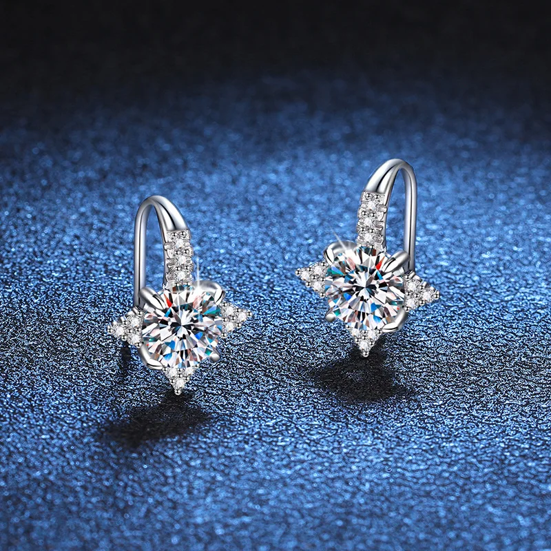 PT925 Platinum Earrings Mozambique Diamond Light Luxury Temperament Cupid Craftsmanship Couple Romantic Wedding