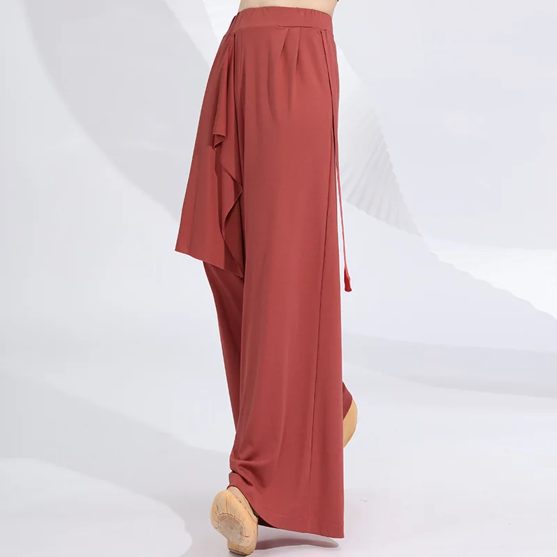 Pantaloni eleganti per la pratica della danza moderna per bambini adulti danza classica cinese abbigliamento per il corpo abiti da ballo streamer pantaloni a gamba larga