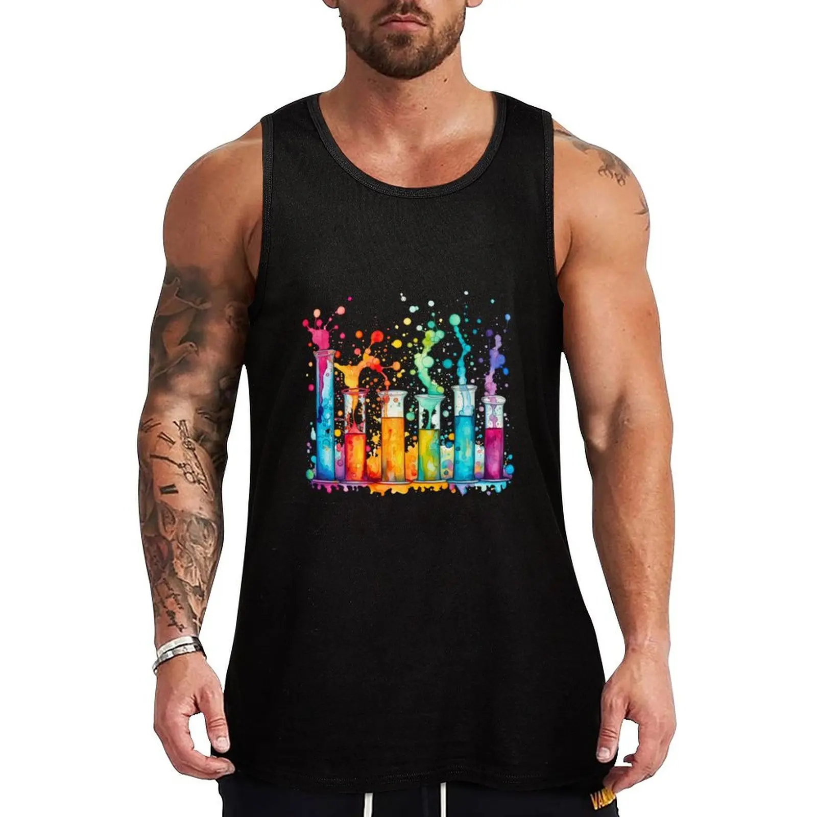 Watercolor Science-Chemistry Test Tubes Tank Top gym clothes men bodybuilding men clothes