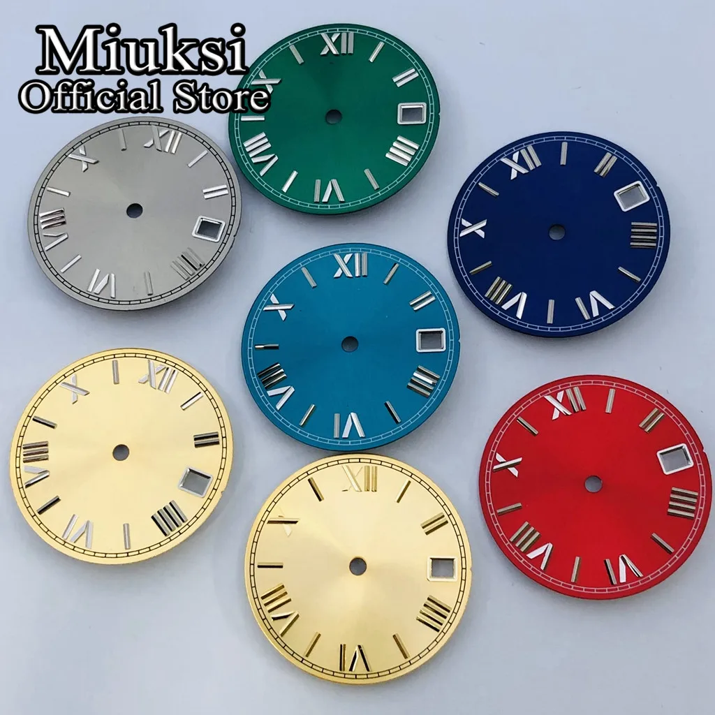 Miuksi 28.5mm sterile dial black blue green white watch dial fit NH35 movement