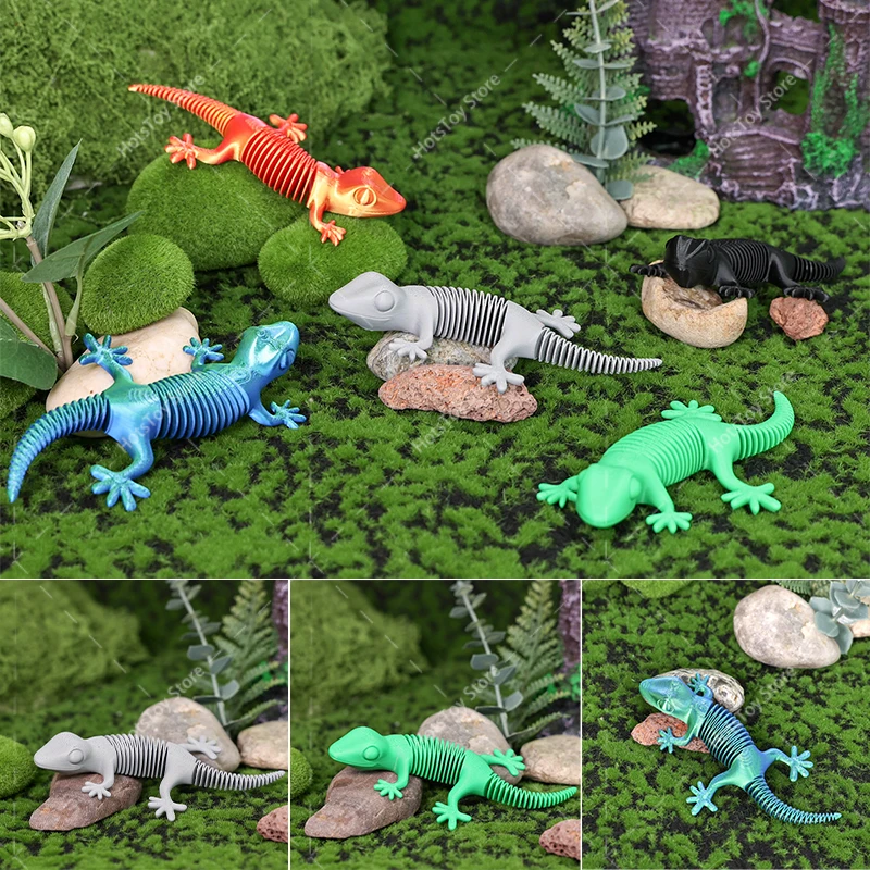 3D Printed Dragon Lizard Spring Crawling Lizard Model Desktop Ornament Creative Birthday Gift Kid Toys