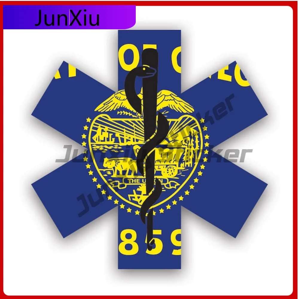 

Minimalist Wild Oregon Star Of Life Flag Sticker Uv Protected Decalsems Emt Emergency Meidcal Services Rod Asclepius Or