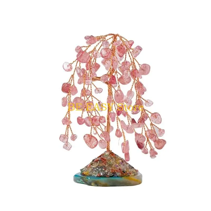 

E28F Фэншуй плетеная хрустальная фигурка-дерево, украшение для богатства и позитивной энергии