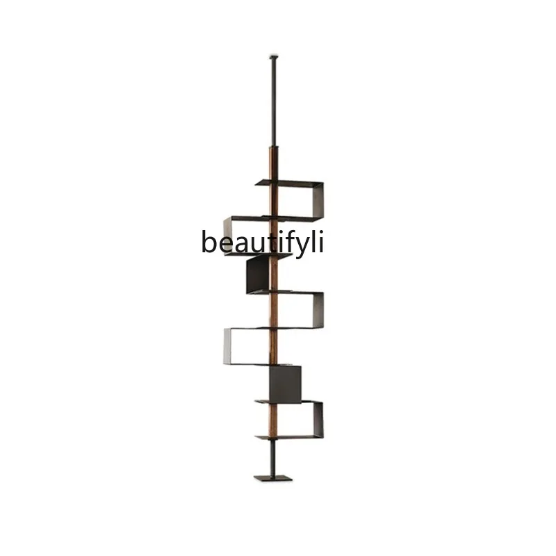 Italian-Style Light Luxury Home Floor Top Storage Bookshelf Adjustable Floor Height Storage Metal Hallway Rack