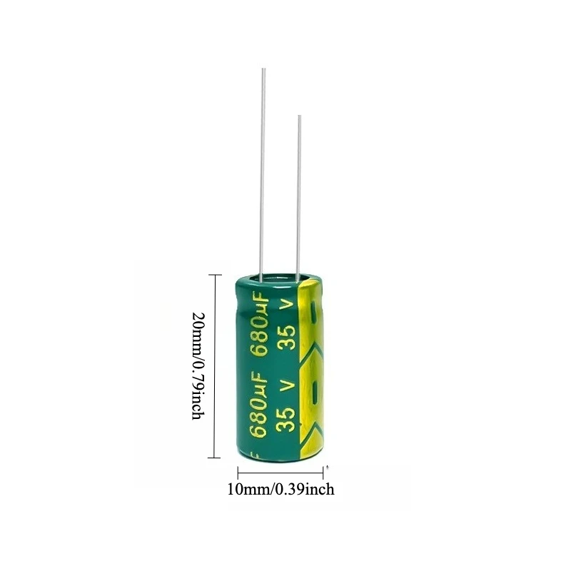 75pcs 35V 680uF Electrolytic Capacitor High Frequency Low ESR Long Life Green Gold 10x20 10x17mm for Power Supply