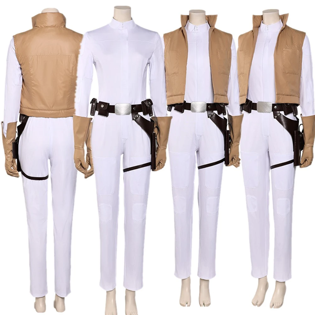 

Leia Costume Cosplay Jumpsuit Vest Belt Princess Adult Women Fantasia Outfits Halloween Carnival Party Suit