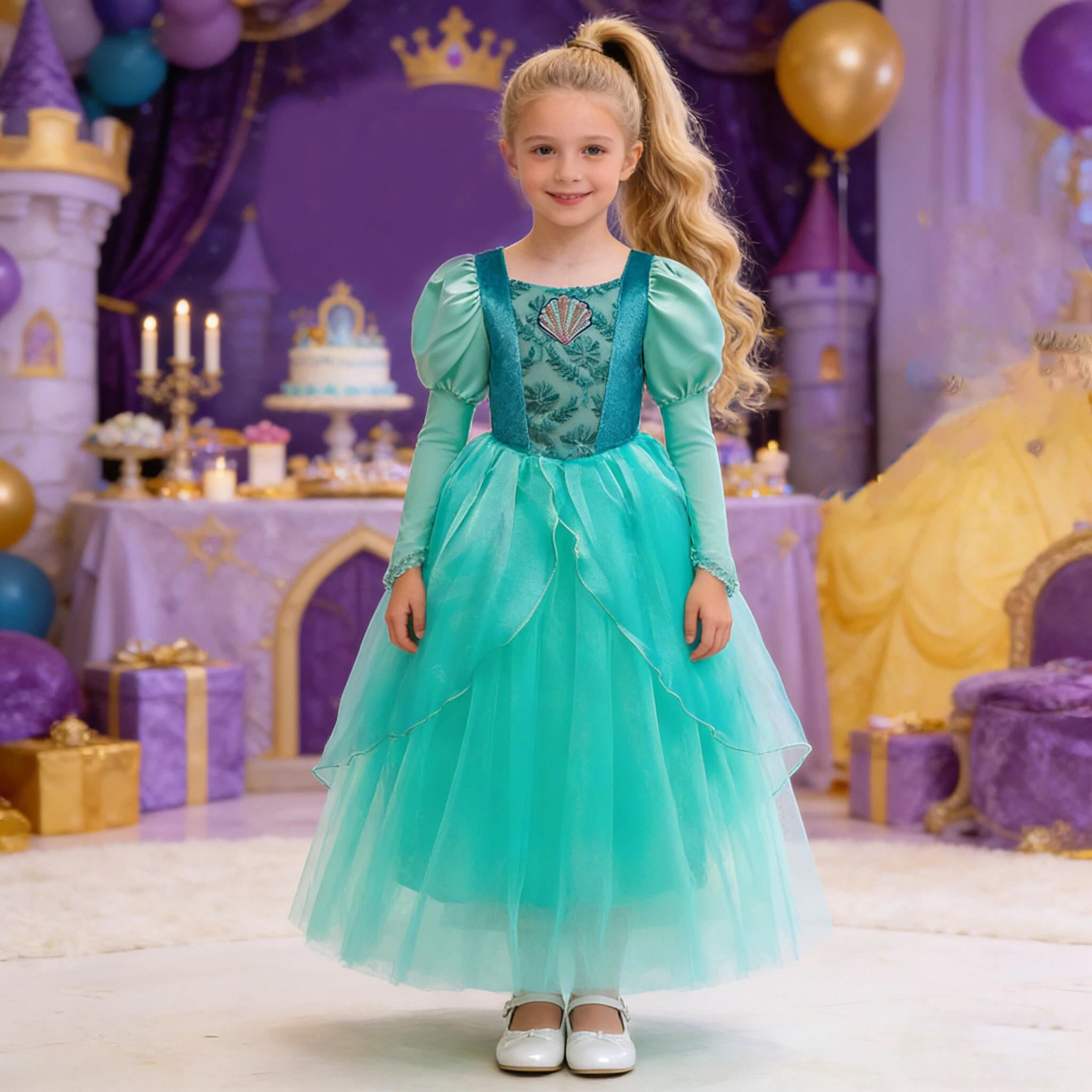 Elegant Sleeping Princess Girls Dress Carnival Cosplay Christmas Costume Birthday Party Kids Dresses for Girls Wedding Prom Gown