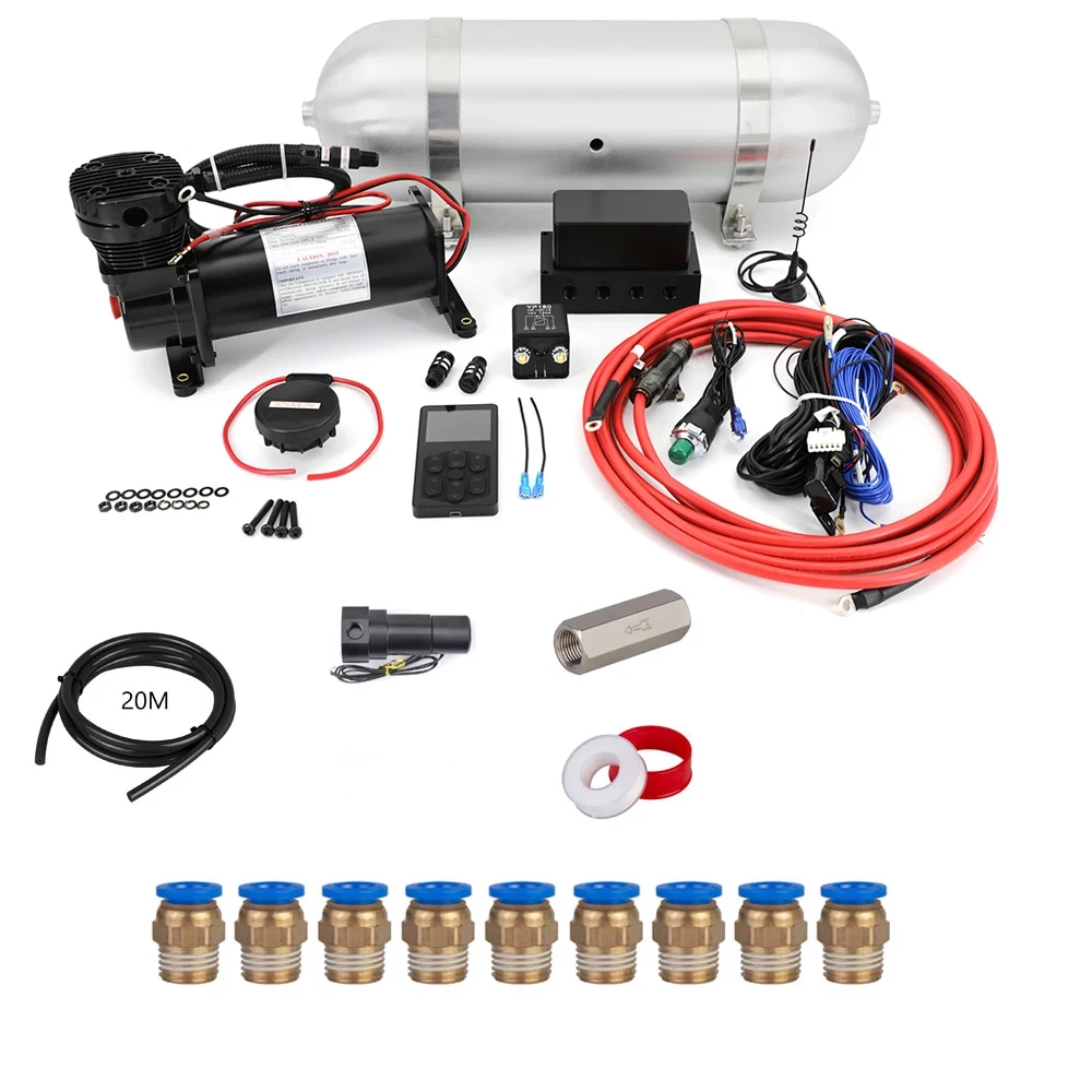 

100% NEW Universal Air Suspension System Electronic Controller System Complate kit with Tank/Compressor/Essential toolkit