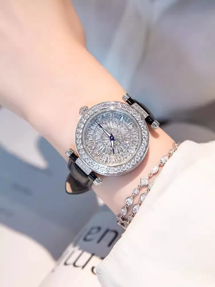 Diamonds Personality Quartz Watch Women Luxury Elegant Fashion Leather Belt Needle Buckle Office Ladies Wristwatches