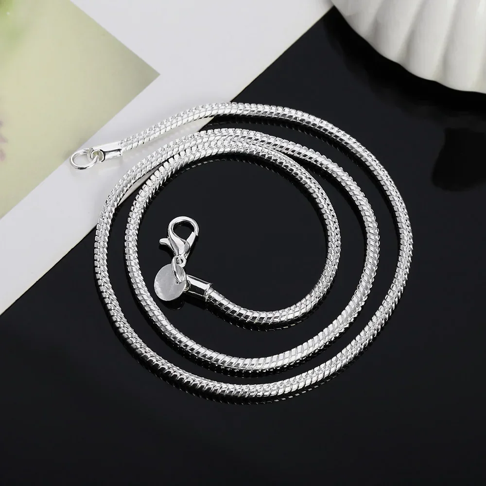 Hot classic 1MM/2MM/3MM solid Snake Chain 925 Sterling Silver Necklace For Men Women Fashion party Jewelry for pendant brands