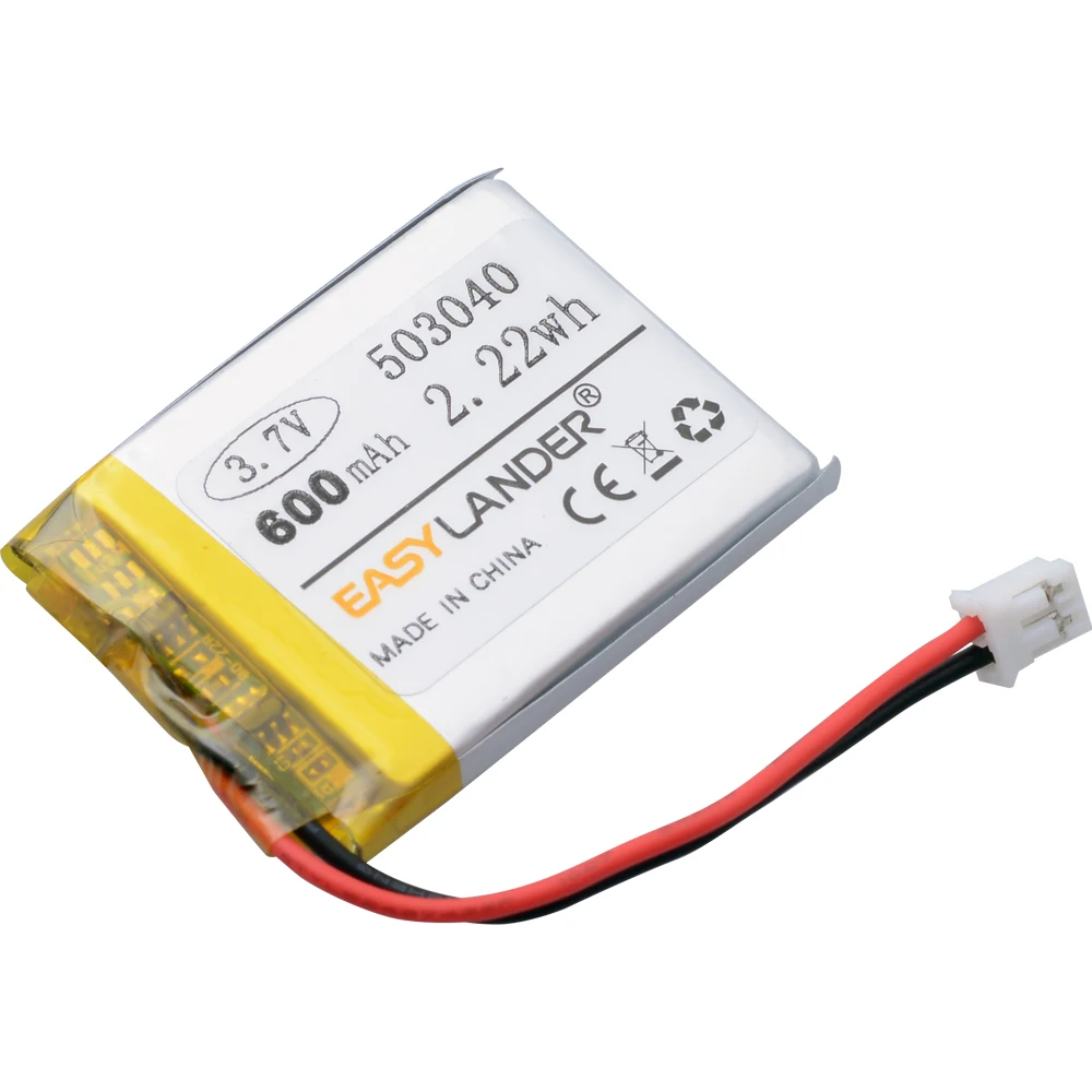 3.7V 600mAh Lithium Polymer Lipo Rechargeable Battery 503040 For JST PH 2.0mm 2pin Plug For Camera GPS Bluetooth Electronics