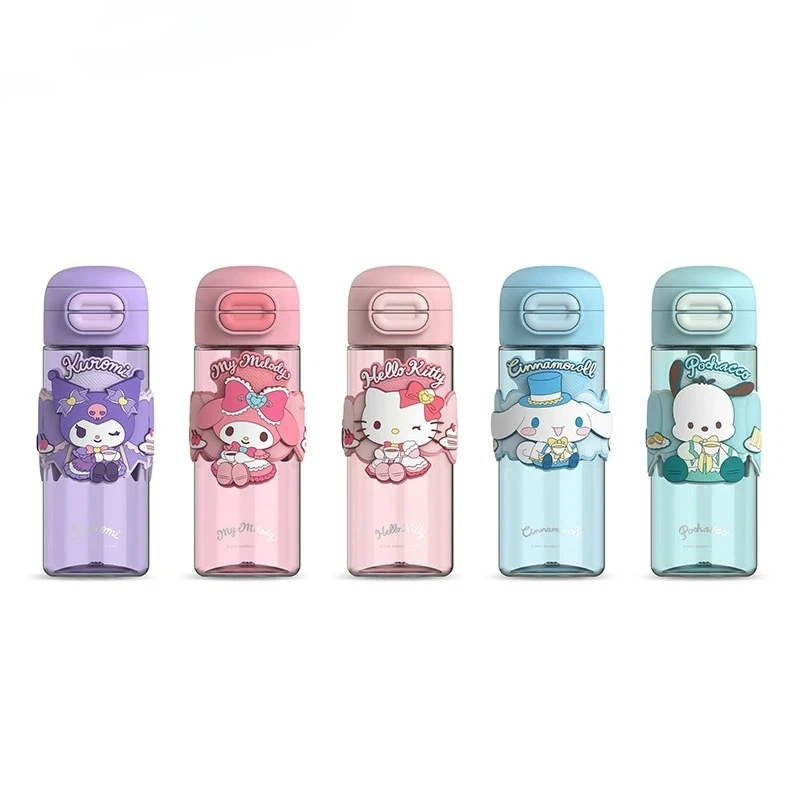 Botella de Agua de Tritán de 630 ml con Doble Boca para Niños, Diseño de Sanrio My Melody, Linda Botella de Agua con Pajita de Hello Kitty para Estudiantes, Regalo para Niños
