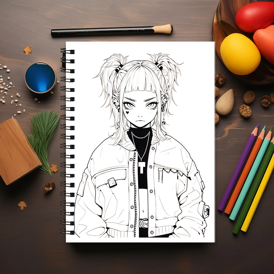 Anime Divas Adult Coloring Book - 8.3x 11.2 Inch 22 Page Coloring Book - Helps Reduce Stress and Ease Emotions