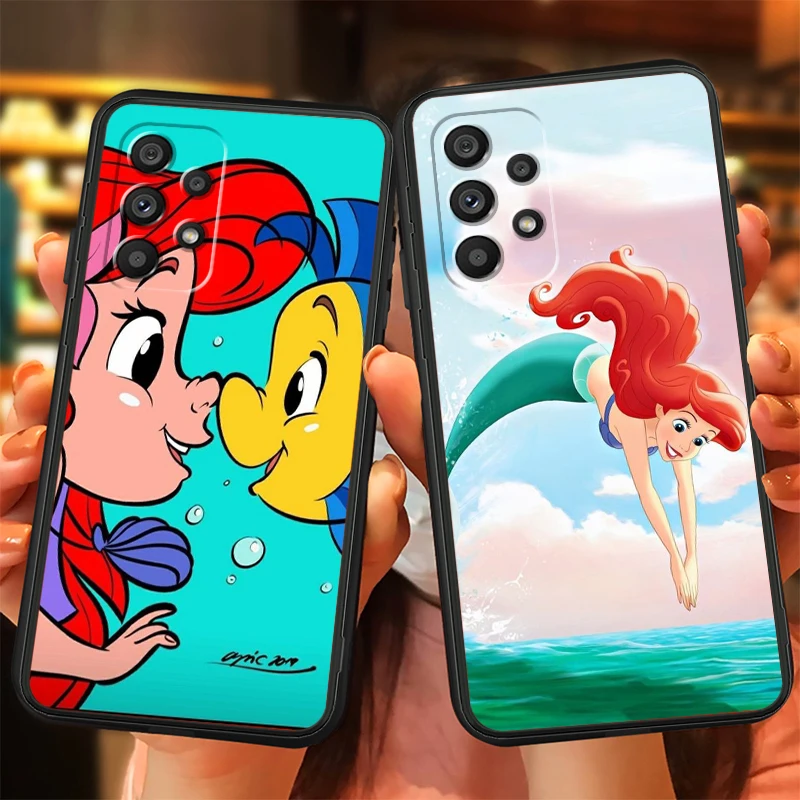 Little Mermaid Beautiful For Samsung A53 A52 A33 A32 A51 A71 A21S A13 A73 A55 A22 A23 A35 A72 A54 A12 5G Black Funda Phone Case