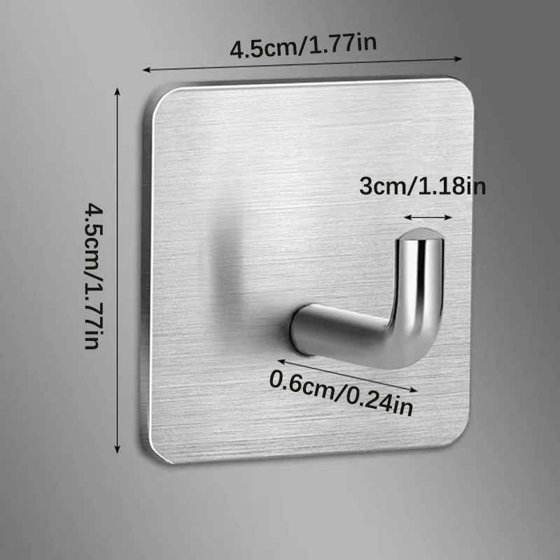 Ganchos de acero inoxidable sin perforaciones, colgadores de pared sin huellas, ganchos adhesivos fuertes, bastidores de pared, ganchos para ropa detrás de las puertas del baño