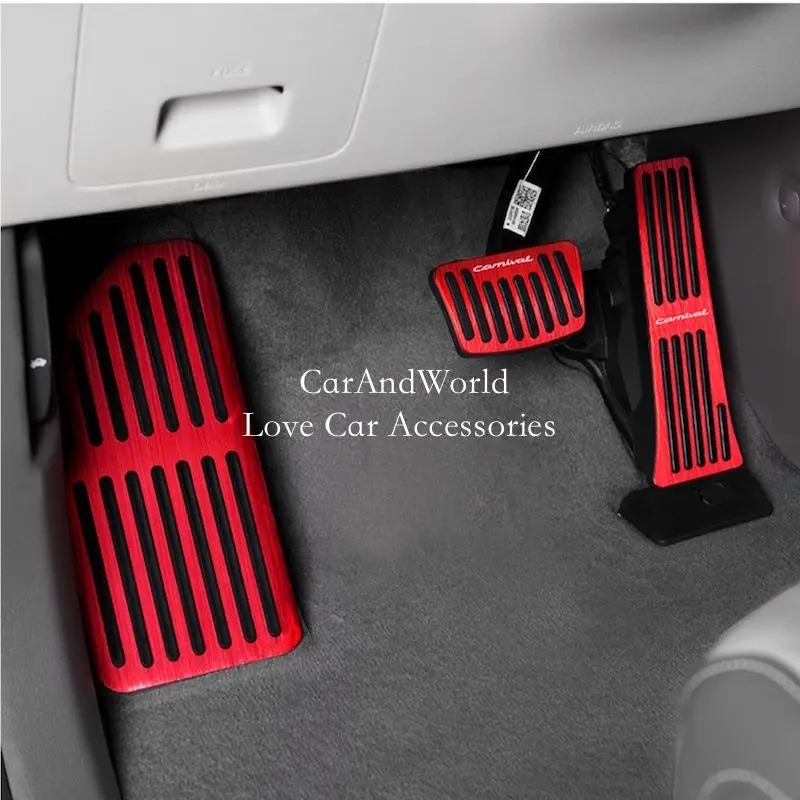 Aluminium Alloy Car AT Foot Rest Pedals Accelerator Gas Pedal Brake Cover Non-slip Rubber Pads For KIA Carnival KA4 2021-2025