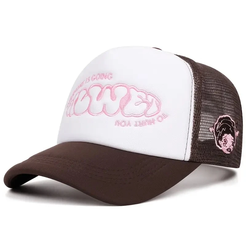 Ein kleines Mädchen mit weinendem Gesicht, eine mit Schwamm bestickte Baseballkappe, eine Outdoor-Mesh-Baseballkappe für Herren und Damen für den Alltag