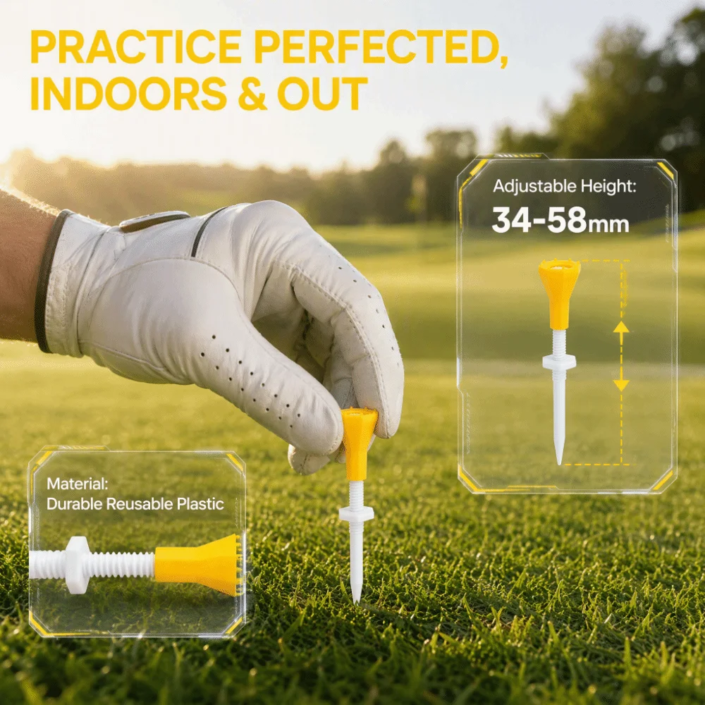 5pcs Portable Plastic Adjustable Golf Tee Adjustable Height Reusable Golf Ball Holder Big Head Golf Training Aid Indoor Outdoor