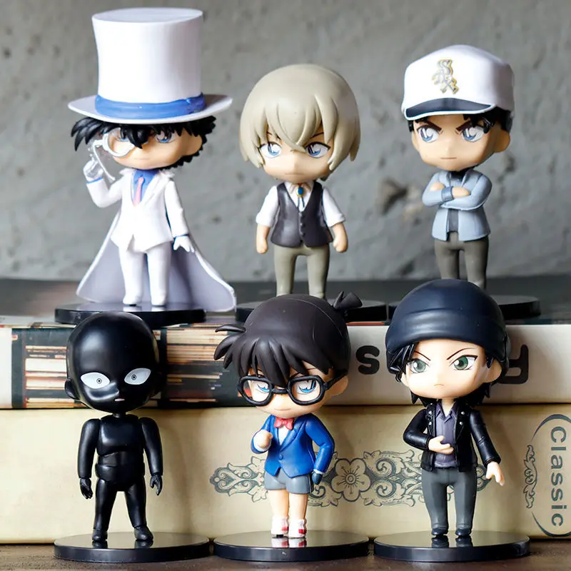 6pcs/zestaw detektyw Conan zabawki figurki akcji dla dzieci Kuroba Kaito Akai Shuuichi Haibara Ai Hattori Heiji prezent kolekcjonerski lalki