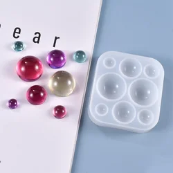 Crystal Epoxy Resin Mold Half Ball Beads Oblate Pendant Silicone Mould DIY Crafts Jewelry Casting Tool