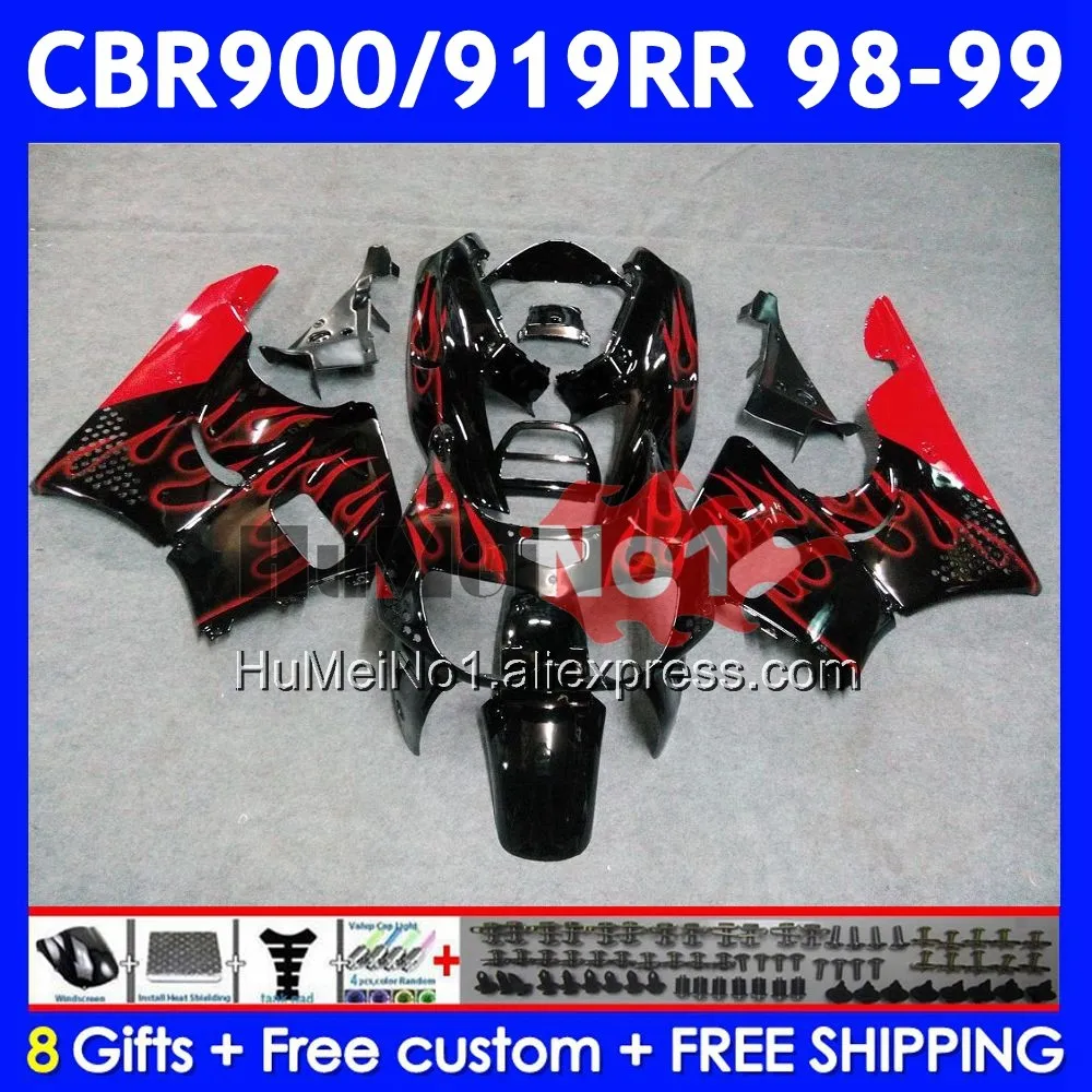 Body For HONDA CBR900RR CBR919RR 56No.22 CBR 919RR CBR900 RR CBR 919 RR CC 900RR 1998 1999 CBR919 RR 98 Red flames 99 Fairing