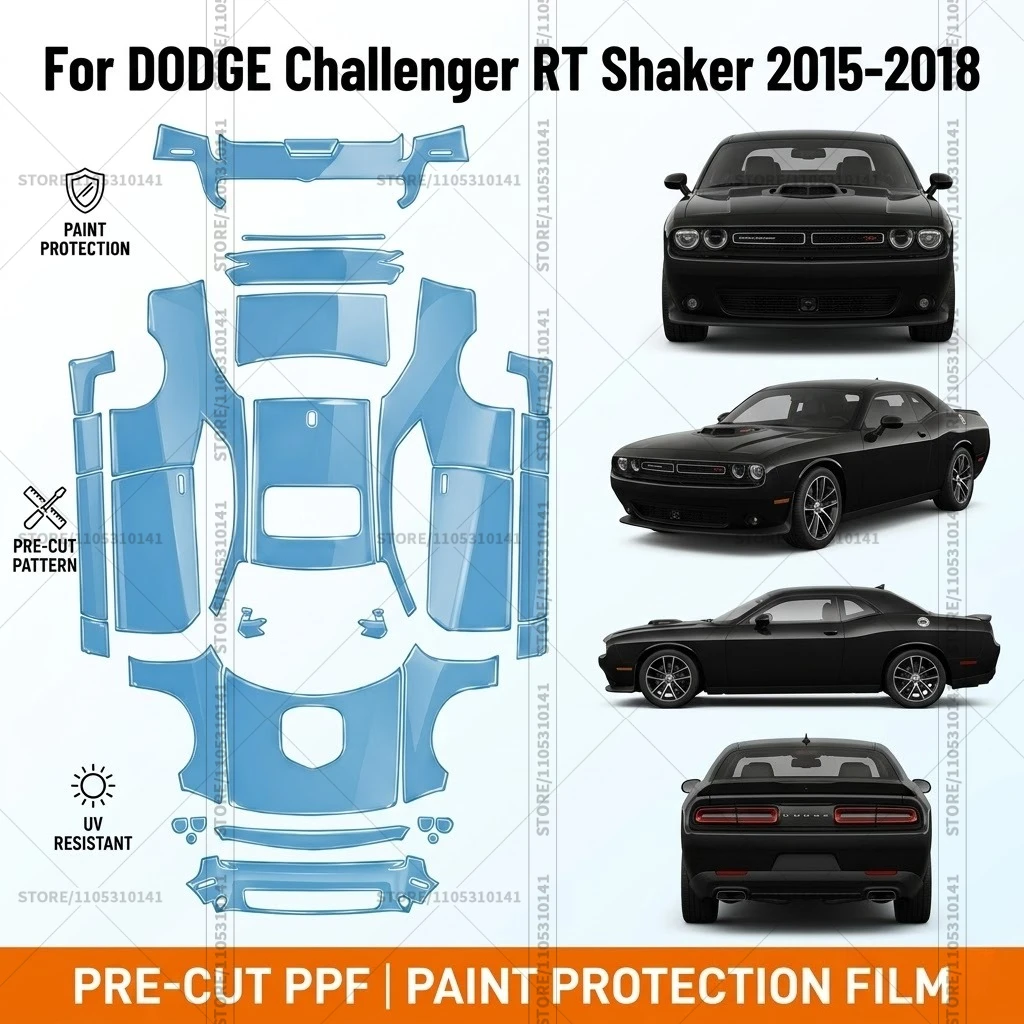 

Pre-Cut Paint Protection Film PPF Transparent Bumper Protector Automotive Bra Car Film For Dodge Challenger RT Shaker 2015-2018