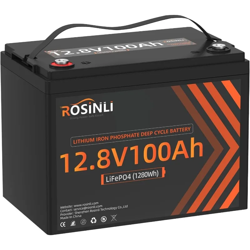 12V 100Ah BCI Group 24 LiFePO4 Battery, Built in 100A BMS, Max. 15000 Deep Cycle Lithium Rechargeable Battery for RV, Trolling