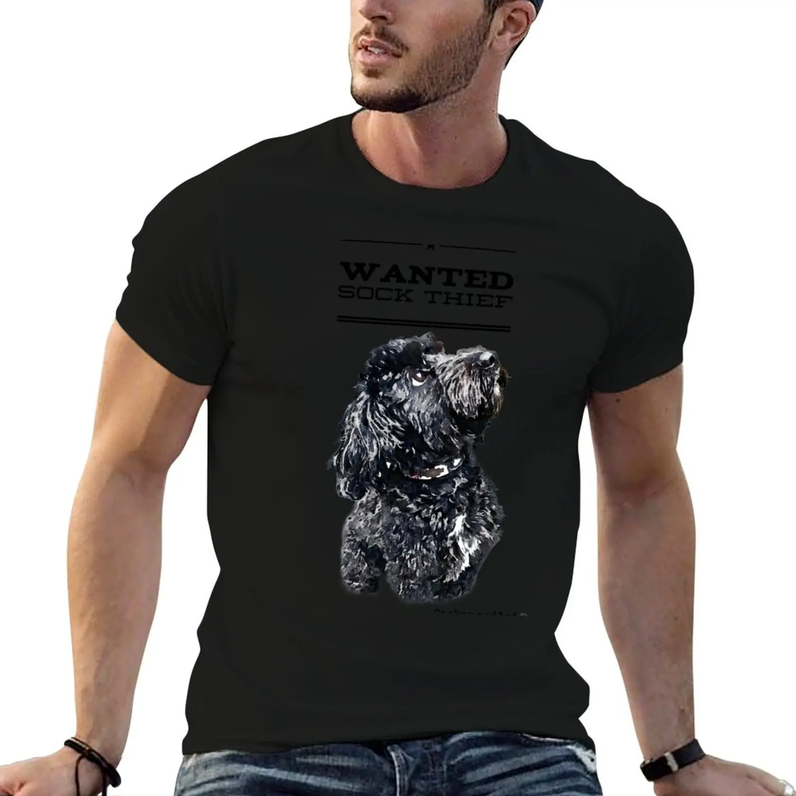 Cockapoo / Doodle Dog Sock Thief T-Shirt Water Resistant Casual T-Shirt