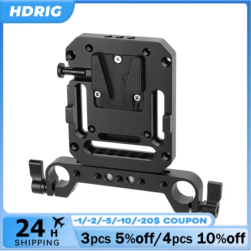 

HDRIG Mini V Lock Female Mount With VESA Mount 75×75mm & 19mm Rod Clamp Railblock For DSLR Camera Battery Power Supply