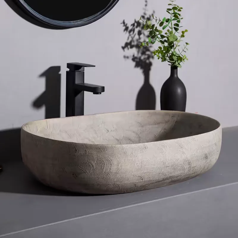 Ceramic countertop sink oval washbasin, bathroom balcony washbasin GN258TB view 2
