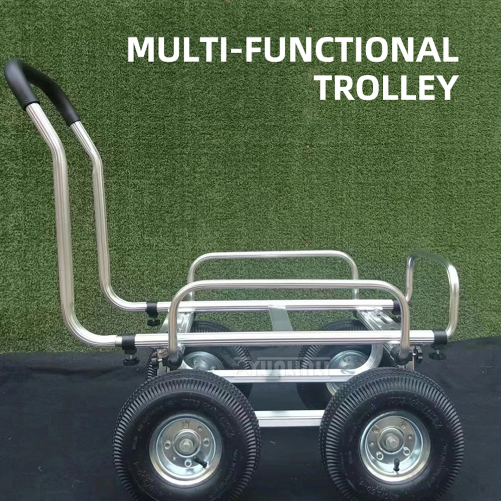 75KG 10-inch wheels Aluminum four-wheel multi-purpose cart Flatbed trolley tool cart Household truck