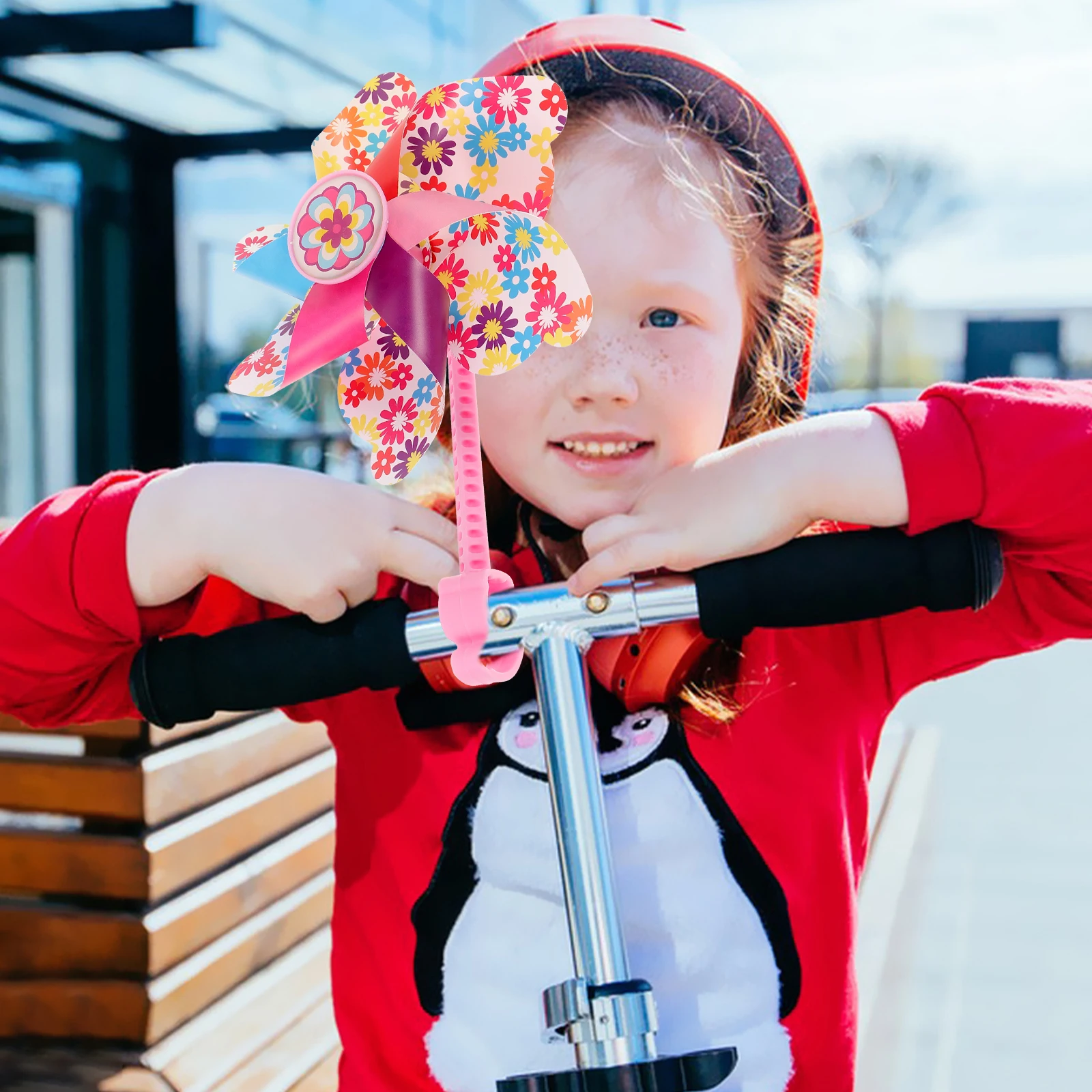 

1 шт., ветряная мельница, руль велосипеда, украшение вертушки, диаметр 22,2 мм для детей, аксессуар для езды на скутере, подарок, розовый длинный столб