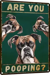 Metal Sign Dog Boxer Are You Pooping Sign Vintage Funny Sign Retro Aluminum Tin Signs for Home Kitchen Bathroom Garden Bar 8x12