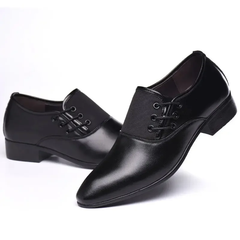 

Деловые мужские деловые туфли без шнуровки с острым носком, черные элегантные и классические офисные туфли из воловьей кожи, костюм, социальная мужская обувь
