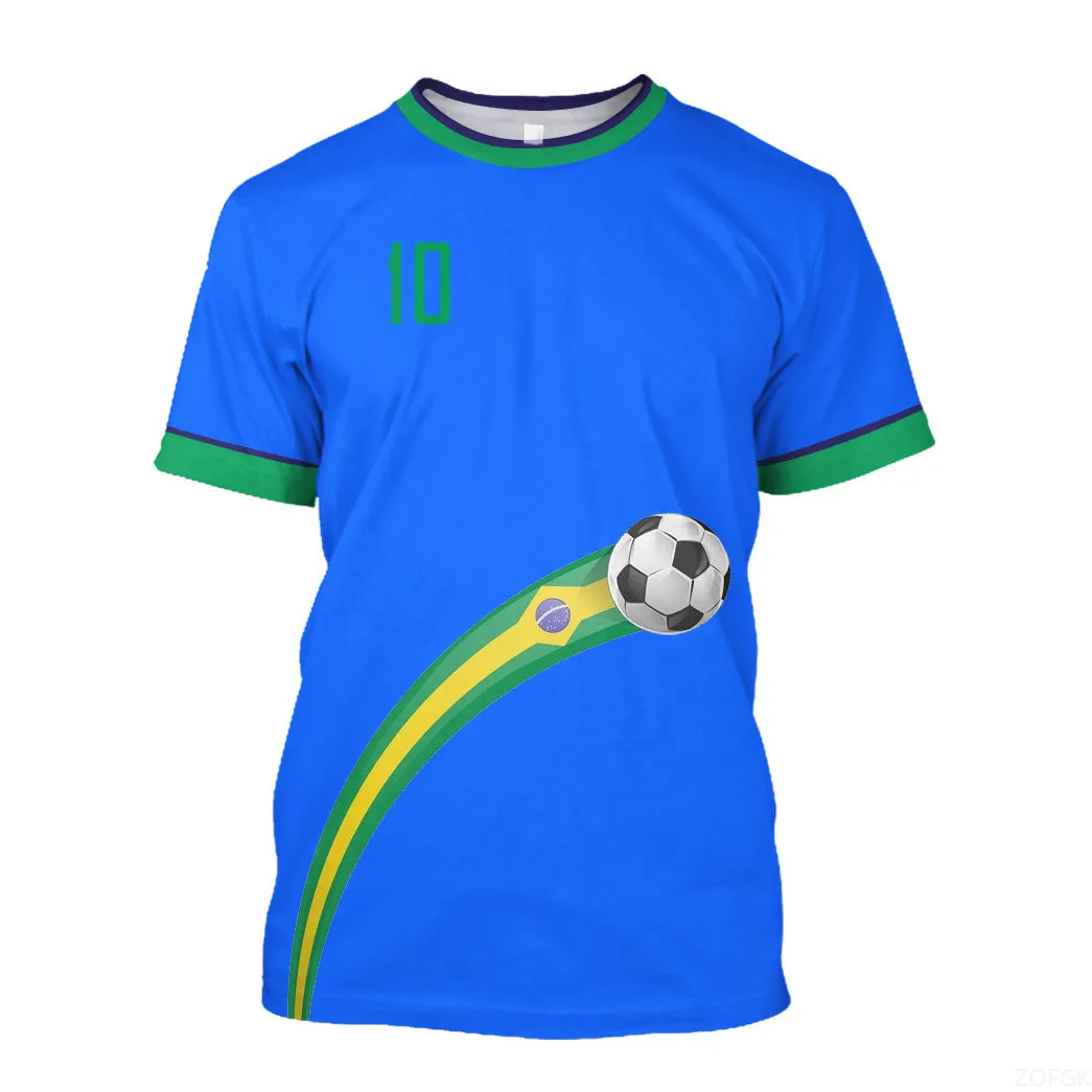 

Brazil Team Jersey 3D Printed T-shirt Short Sleeved 2025 Plus Size Clothes Athlete Blue Sportswear