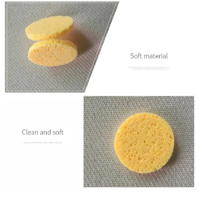 10pcs 6cm Face Round Makeup Remover Tool Natural Wood Pulp Sponge Cellulose Compress Cosmetic Puff Facial Washing Sponge