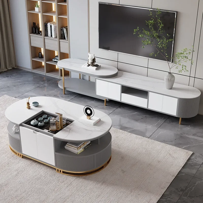 Slate intelligent lifting coffee table with tea table integrated modern light luxury