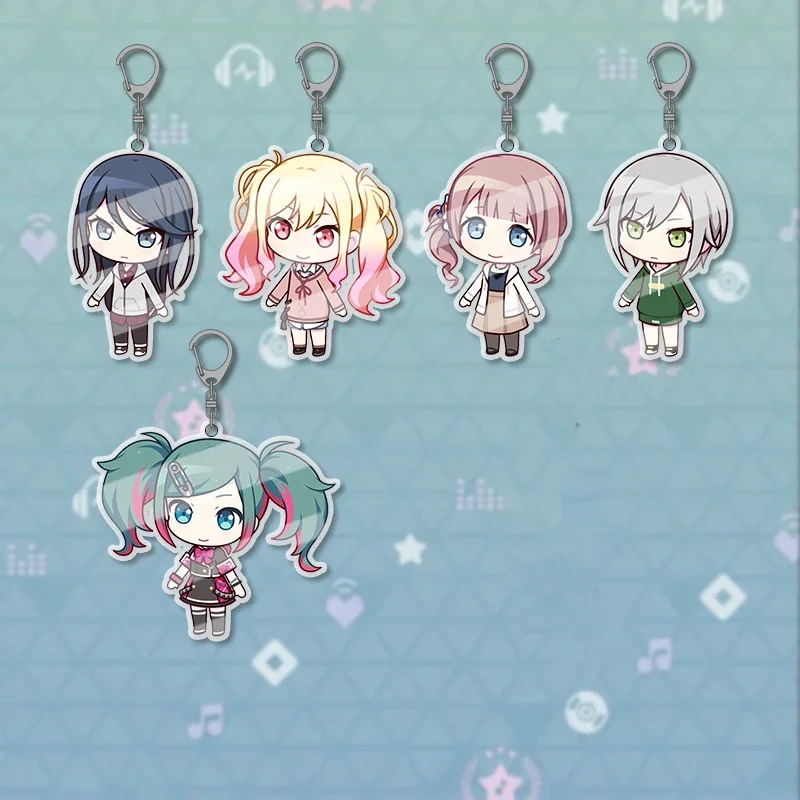 Bonito Kawaii Acrílico Chaveiro, PJSK Projeto Sekai, Palco Colorido, Todo o Personagem, Chaveiro, Strap Figura, Acessórios Pendurados