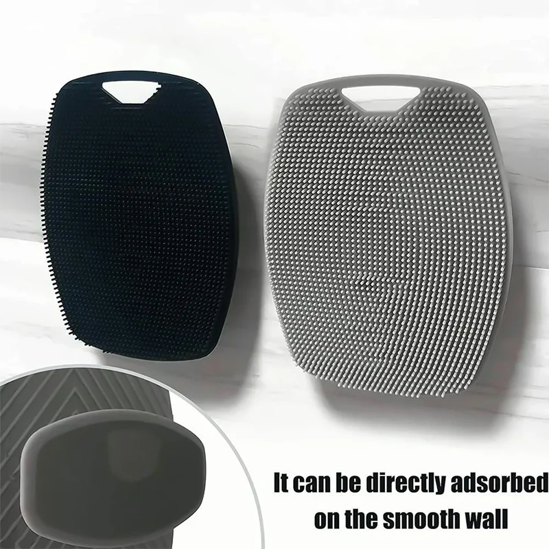 Exfoliating Body Scrub Brush With Hook Hole Silicone Brush Back Cleaning Brush
