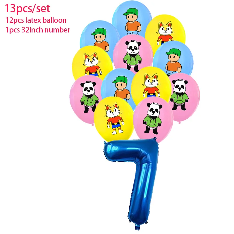 Stumble Guys Birthday Party Decoration Balloon Banner Cake Topper Tableware Party Supplies Baby Shower