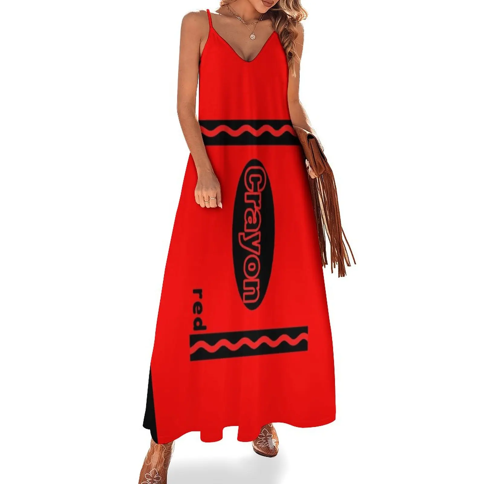 

Red Crayon Box Halloween Crayon Costume Couples Group 2020 Essential Sleeveless Long Dress womens clothing womans clothing Dress