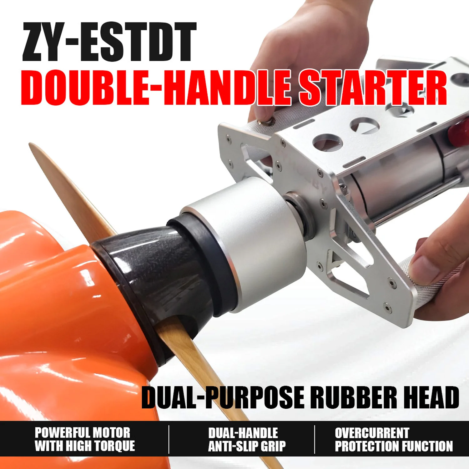 Upgraded  CNC Aluminum DOUBLE-HANDLE Starter for 80CC-250CC RC Gas Airplane