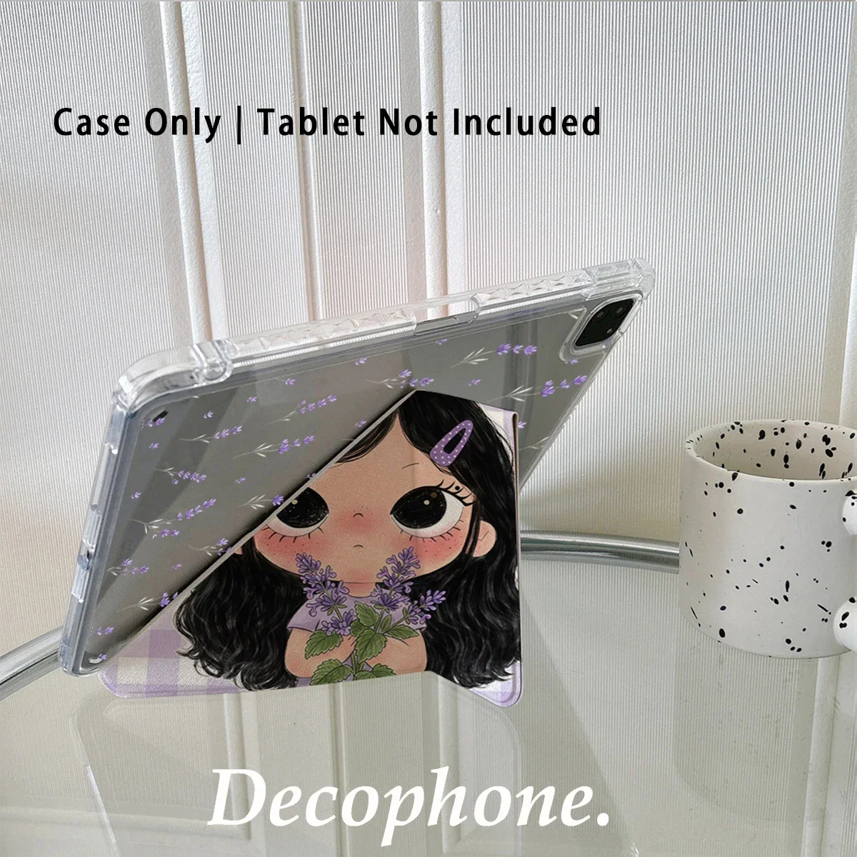 Little girl in a purple plaid 3+Y-fold case For iPad 10th 11th Gen 7/8/9 10.2''/Air 4 5 6 7 11/ 9.7 Pro 11 Mini 6 7 12.9