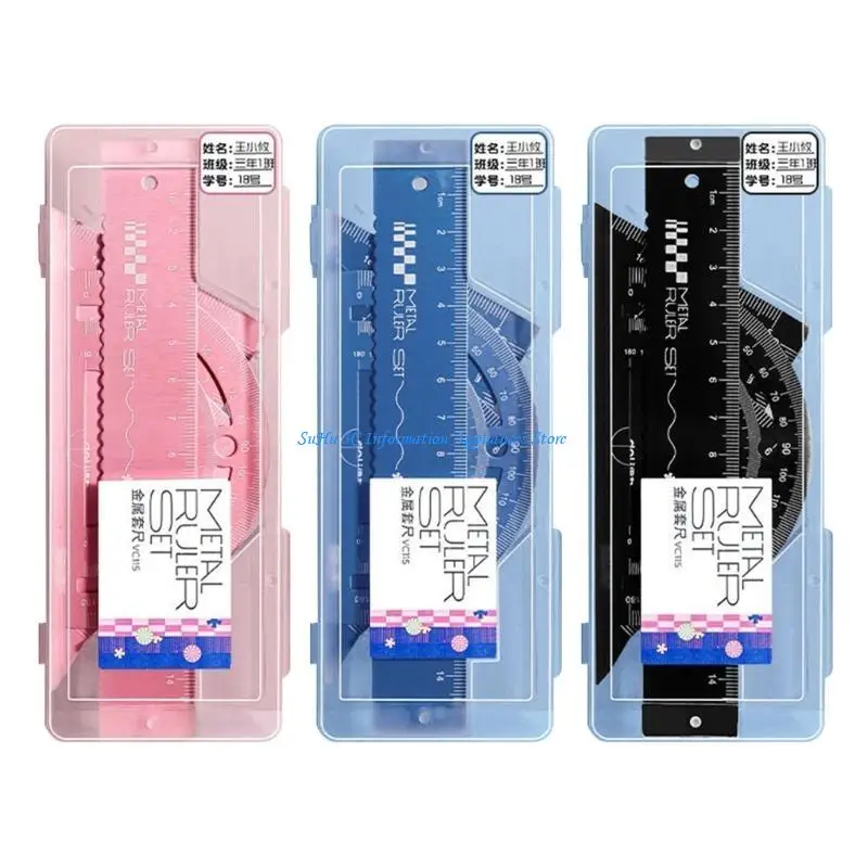 أداة هندسة الطالب مجموعة الرياضيات الهندسية للطلاب مع مجموعة منقلة مسطرة مستقيمة مربعة #2